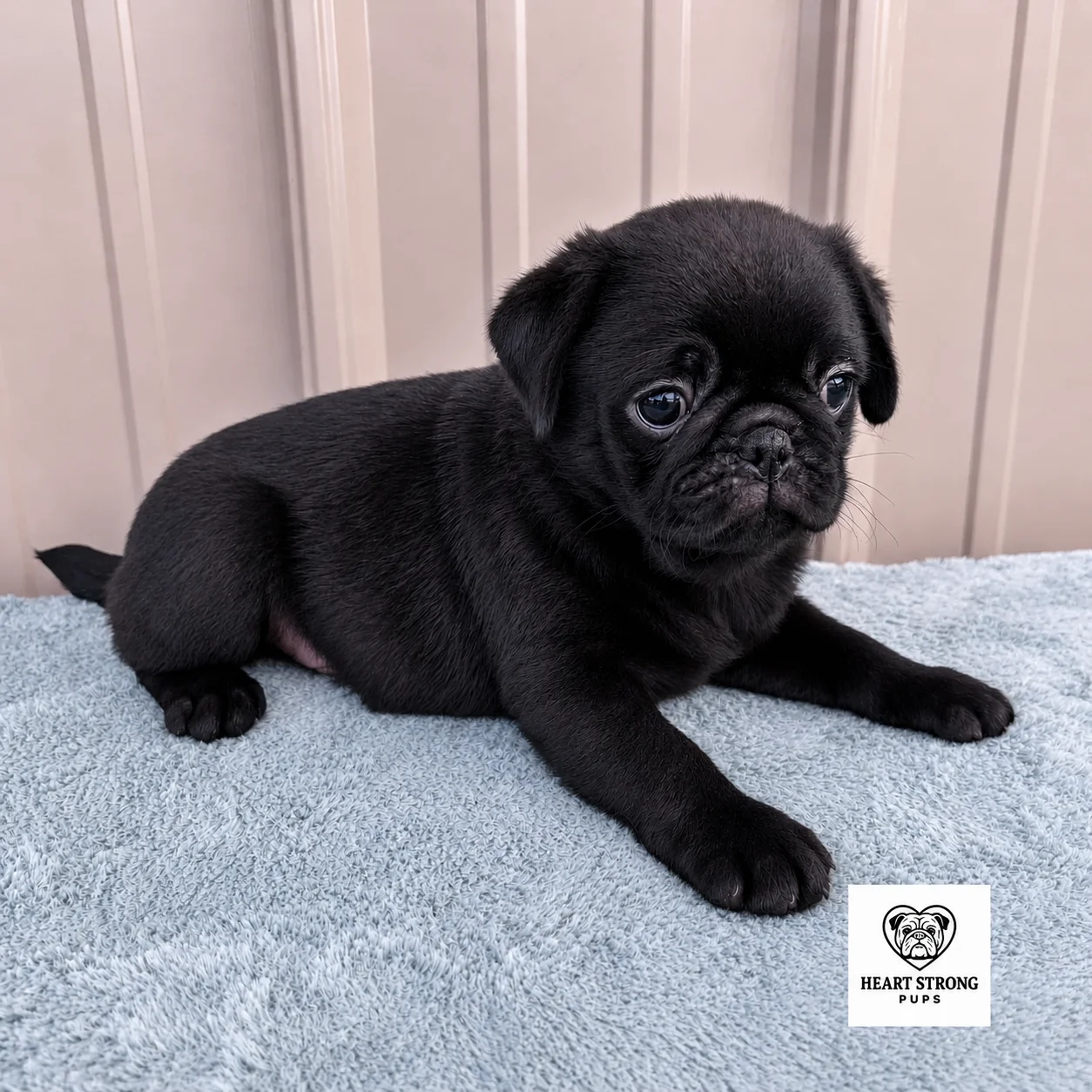 Ottis the Pug puppy with a cute little face and those perfect little ears